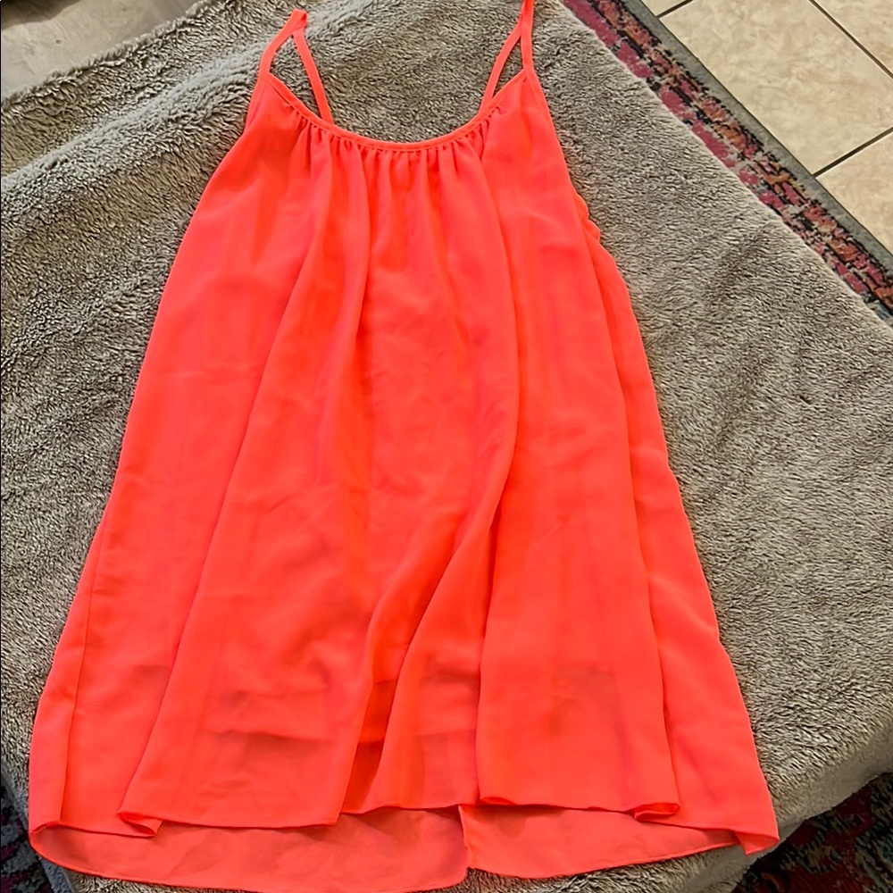 Coral Sleeveless Top with Mesh Detail